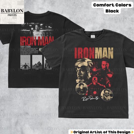 Vintage Iron Man Double Sided T-Shirt MCU Marvel Marvel Comics Tony Stark MCU Fan Shirt