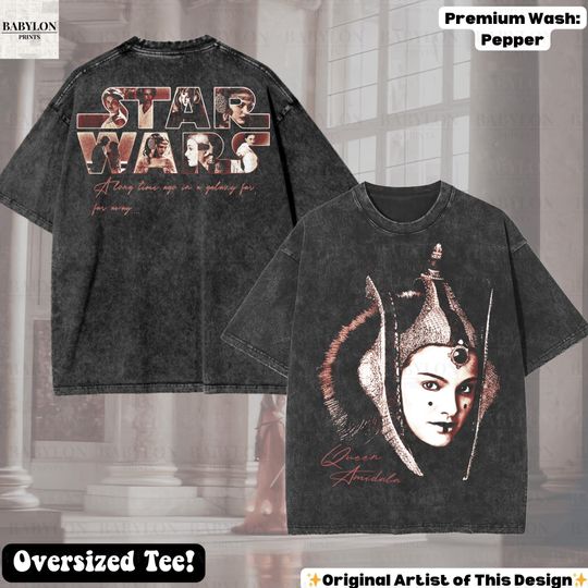 Oversized Queen Amidala Double Sided T-Shirt - Star Wars Disneyworld Padmé Front & Back Print