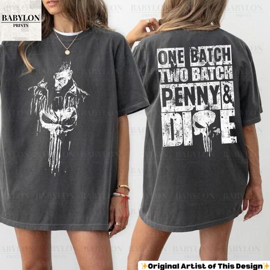 Retro Punisher Comic T-Shirt 2 Sided Print Vintage Marvel Frank Castle Tee