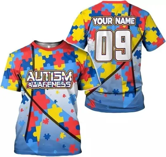 Discover Custom Name Adult Autism Gift Shirt Men & Women, April Autism Awareness 3D Shirt