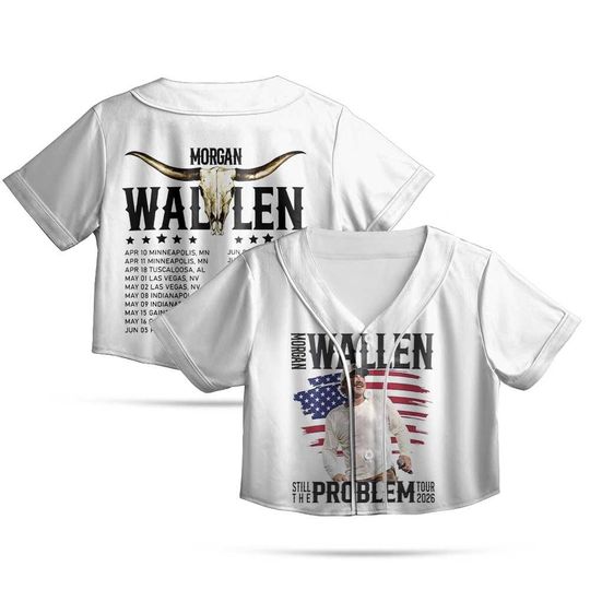 Wallen Western Still The Problem Tour 2026 Crop Top Baseball Jersey