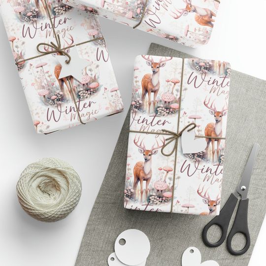 Discover Wild Deer Gift Wrapping Paper Roll, Christmas Deer Gift Wrapping Paper Roll, Winter Deer Gift Wrapping Paper, Festive Deer Wrapping. Paper