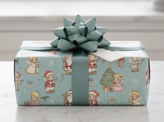 Discover Vintage Christmas Wrapping Paper | Precious Moments Angels and Santa