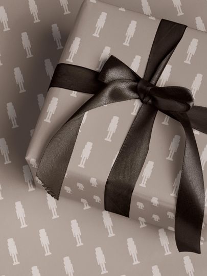Christmas Wrapping Paper Roll Neutral Nutcracker Design in Beige Brown Luxury Holiday Gift Wrap Elegant Traditional Christmas Wrapping Paper