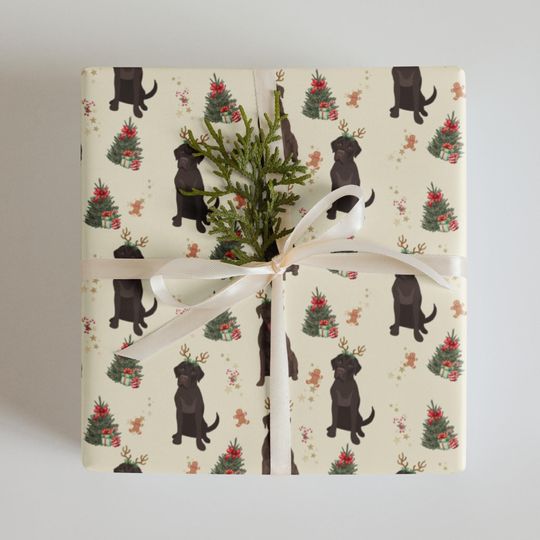 Chocolate Labrador Christmas Wrapping Paper Sheets: Set of 3
