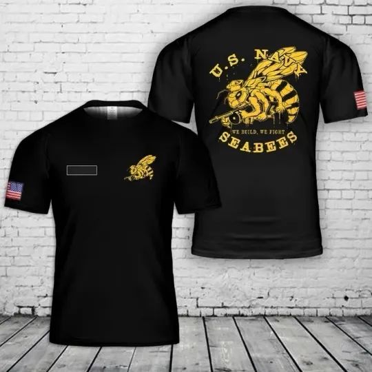 Custom Name US Navy Seabees T-Shirt 3D