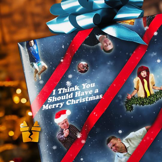Tim Robinson ITYSL Funny Christmas Wrapping Paper - I Think You Should Leave Zipline Ornament - Joke Holiday Gift Wrap