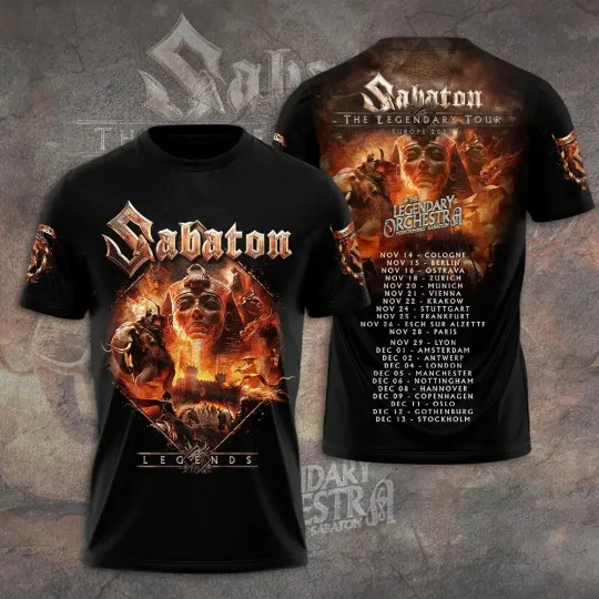 Discover Sabaton The Legenday Tour Europe 2025 3D T-Shirt