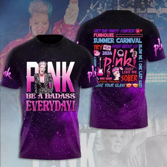 Discover Pink Singer P!nk Summer Carnival 2024 Tour 3D T-Shirt for Men Women All Size Us