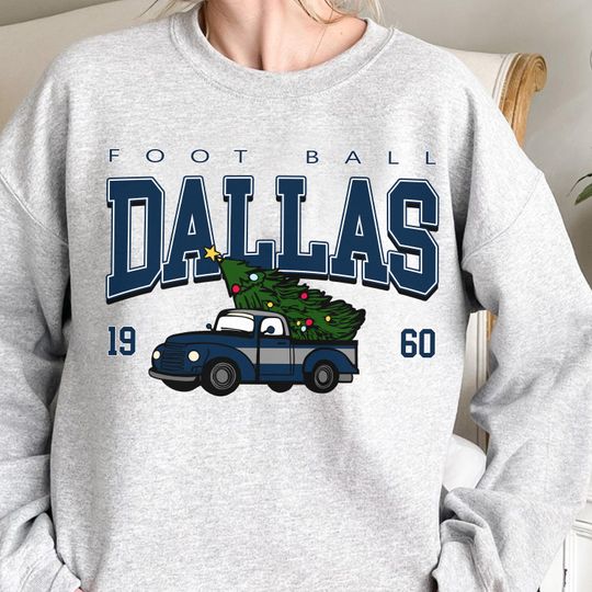 Discover Dallas Football Sweatshirt, Vintage Christmas Truck Crewneck, Retro Holiday T-Shirt & Hoodie, Unisex Game Day Gift