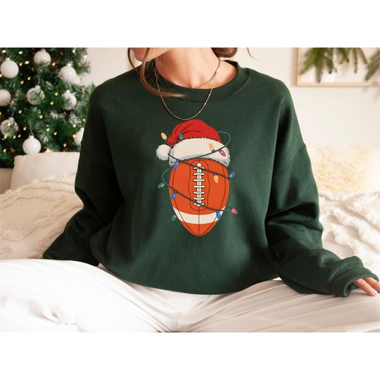 Discover Football Christmas Sweatshirt, Merry Christmas Shirt, Christmas Football Sweatshirt, Holiday Sweater, Merry Christmas Gift, Santa Shirt