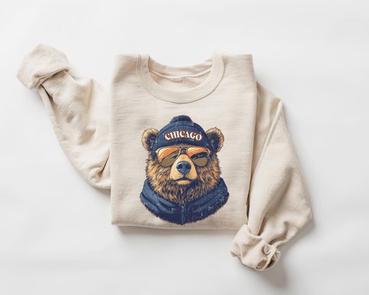 Vintage Chicago Football Sweatshirt, Trendy Fan Gifts, Game Day Outfit, Vintage Sports Shirt, Chicago Bears Fan Gear