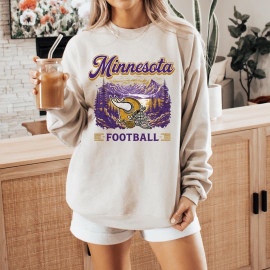 Discover Minnesota Football Sweatshirt - Unisex Football Crewneck Fan Apparel - Viking Sweatshirt - Vintage Football Crewneck