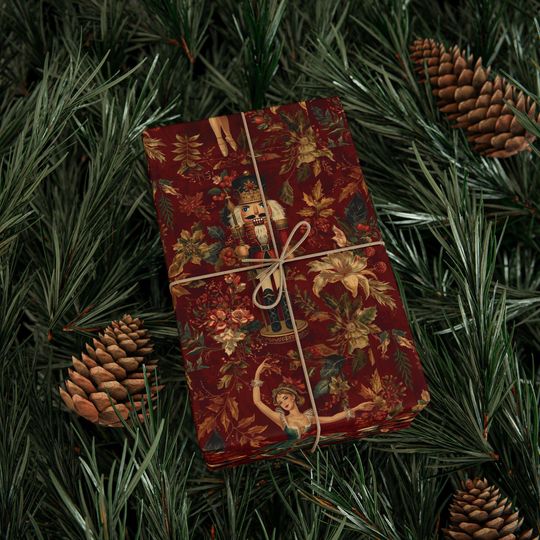 Vintage Nutcracker Wrapping Paper | Elegant Ballerina Gift Wrap | Christmas Ballet Wrapping Paper | Holiday Nutcracker Gift Wrap
