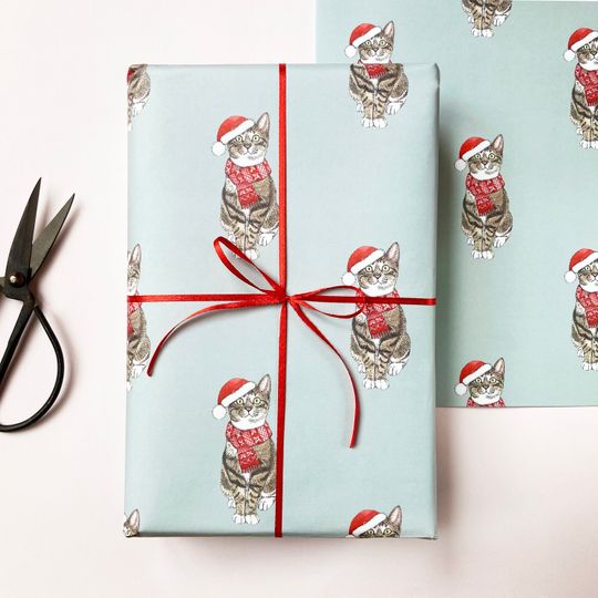 Discover Brown Tabby Cat Christmas Wrapping Paper