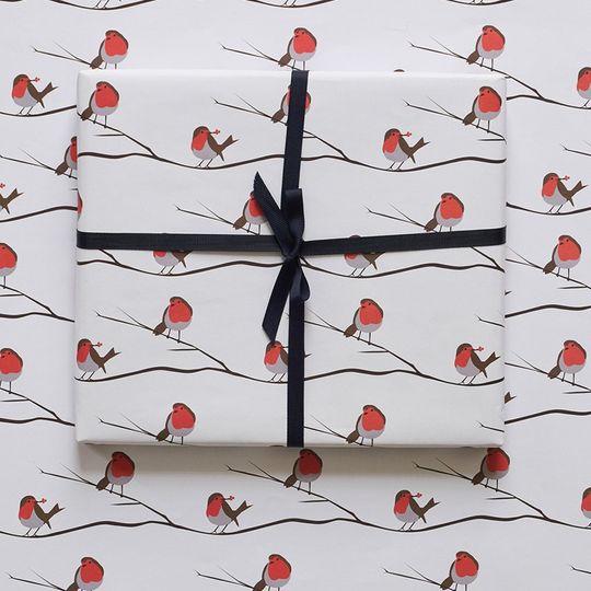 Discover Robin gift wrap, bird wrapping paper, Christmas wrapping paper