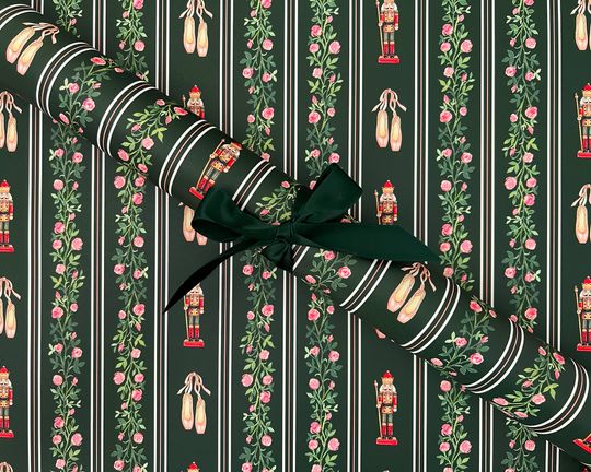 Discover Gift Wrap Sheets - Nutcracker Rose / Christmas Gift Wrap, Holiday Wrapping Paper, Nutcracker Ballet Gift Wrap, Ballerina Wrapping Paper
