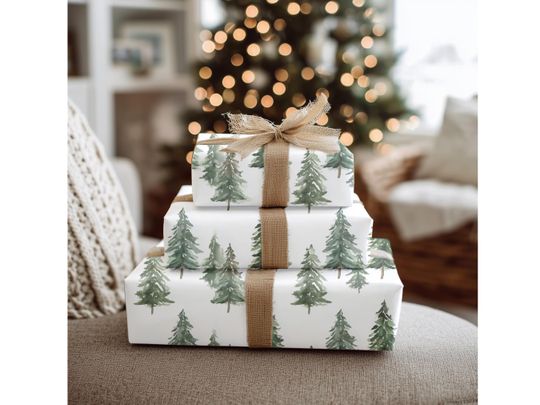 Discover Minimalist Christmas Tree Wrapping Paper Modern Holiday Gift Wrap Christmas Present Wrap Neutral Festive Wrapping Paper Greenery PackageRoll