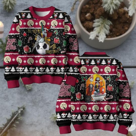 Nightmare Before Christmas Ugly Christmas Sweater Jack Skellington Sweater Xmas Holiday Gift