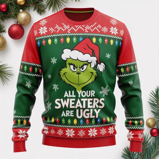 Discover Office Ugly Christmas Sweater, Funny Christmas Shirt, All Your Sweaters Are Ugly, Gift for Coworker, Work Gift Exchange, Xmas Gift for Her