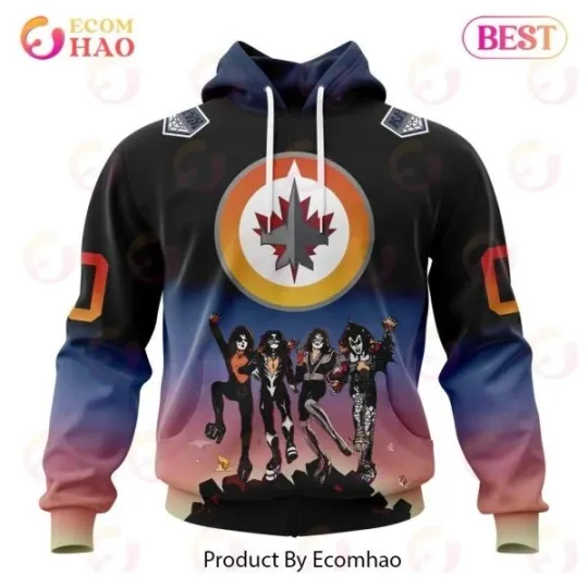 Winnipeg Jets x Kiss Band Hockey Personalized All Over Print 3D Hoodie