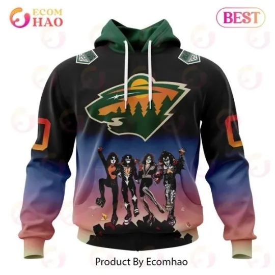 Minnesota Wild x Kiss Band Hockey Personalized All Over Print 3D Hoodie