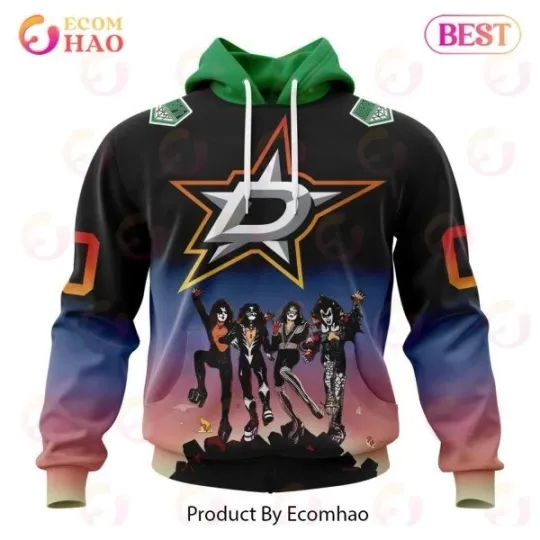 Dallas Stars x Kiss Band Hockey Personalized All Over Print 3D Hoodie