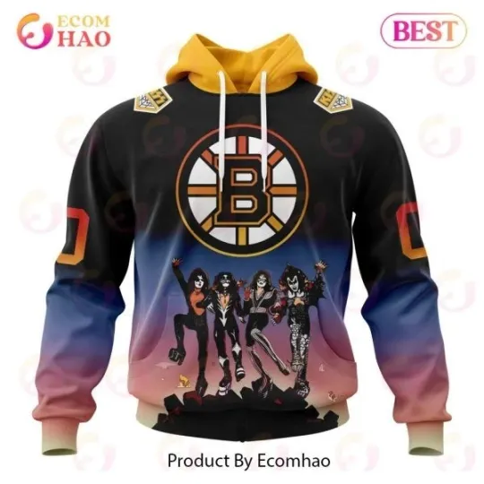 Boston Bruins x Kiss Band Hockey Personalized All Over Print 3D Hoodie