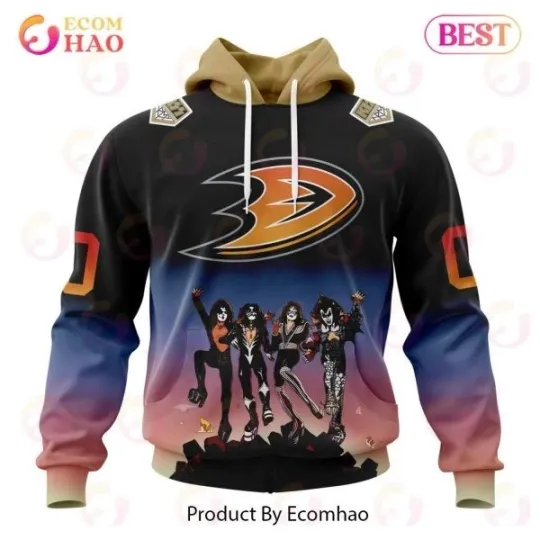Anaheim Ducks x Kiss Band Hockey Personalized All Over Print 3D Hoodie