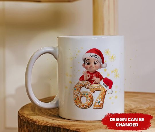 Discover Customized Six Seven  Mug, Custom Name 67 Mug, Teen Slang Mug, Funny Teen Grandkid Gift, Christmas Mug For Kids