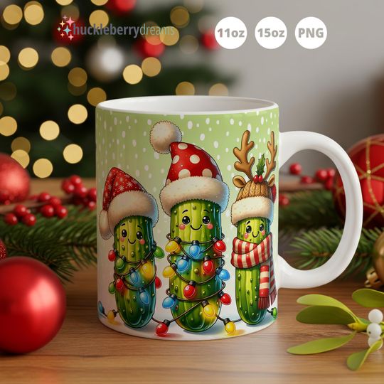 Discover Funny Pickle PNG | Holiday Mug Wrap | Funny Coffee Mug PNG | Pickle Sublimation (Commercial Use)
