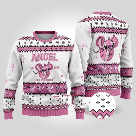 Discover Lilo and Stitch Ugly Christmas Sweater, Stitch Lilo Angel Christmas Sweatshirt, Ugly Christmas, Disneyland Xmas Shirt, Christmas Group Shirt