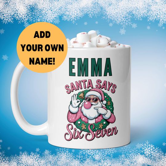 Discover Personalised Viral Meme 6 7 Christmas Mug, Funny Coffee Cup, TikTok Trend, For Her, Custom Basketball Meme