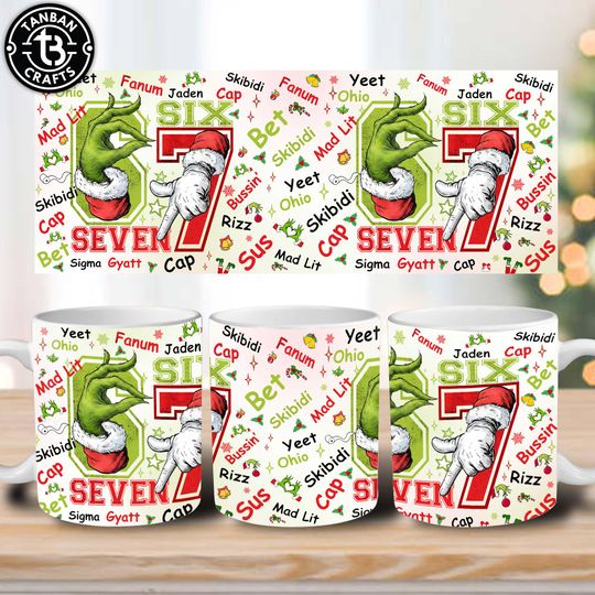 Discover Funny Six Seven Meme Christmas Mug 11oz Wrap  , Xmas 6 7 Mug Design, Viral Saying 6 7 11oz Mug  , Trending Social Media Humor