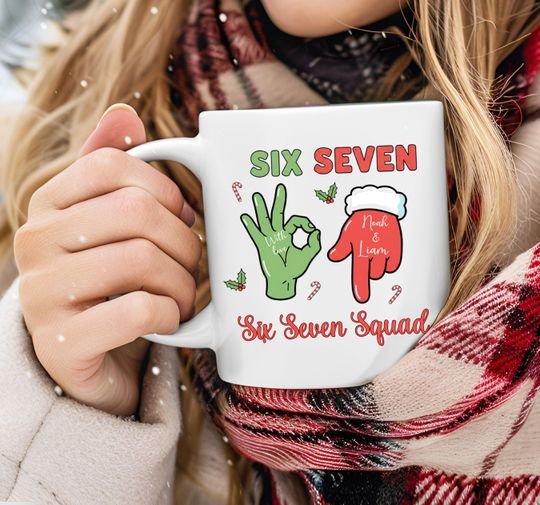 Discover Funny Christmas Mug | Six Seven Squad Personalized Coffee Cup