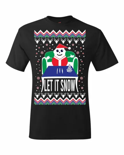 Discover Ugly Christmas Sweater T-Shirt with "Let It Snow" Meme, Festive Holiday Gift