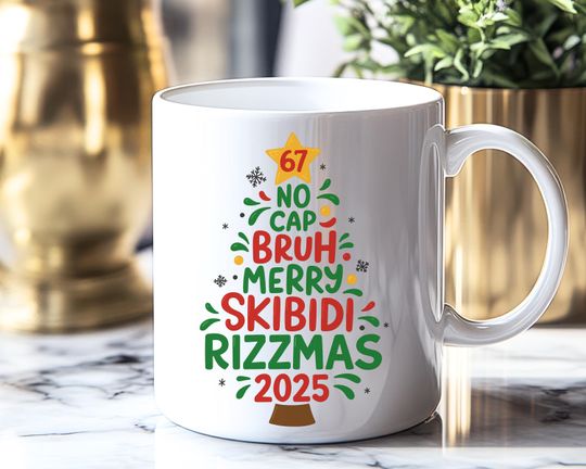 Discover Gen Z Teen Slang Mug, Funny Skibidi Rizzmas, Six Seven 67, Christmas Meme Mug, Brainrot Meme, TikTok Slang Gift, Meme Coffee Cup, Gen Z Mug