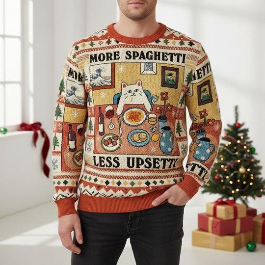 Discover Cat Christmas Ugly Sweater, Funny Holiday Cat Sweater for Men and Women, Xmas Novelty Gift