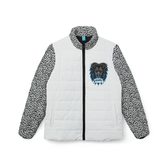 Discover Lions Football, Detroit Football, Detroit Grit, Puffer Jacket, Back To School, Detroit Grit, Lions Football Mom, Leopard Print, Fall Jacket