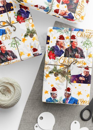 Discover Elon Musk Wrapping Paper Roll, Elon and President Donald Merry Christmas Wrapping Paper, Musk Holiday Gift Wrapping Paper