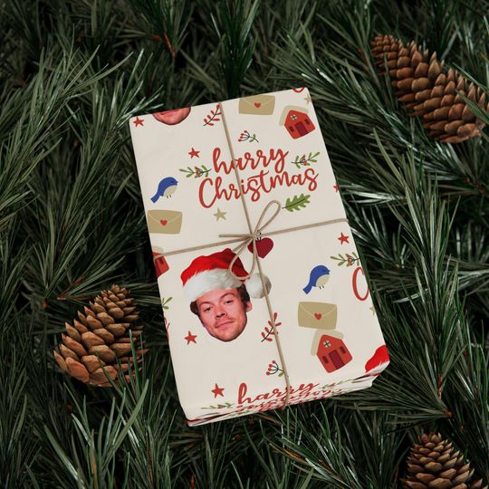 Discover Harry-Inspired Christmas Wrapping Paper Retro Holiday Gift Wrap 30x36 Matte or Glossy Funny Santa Design for Fans