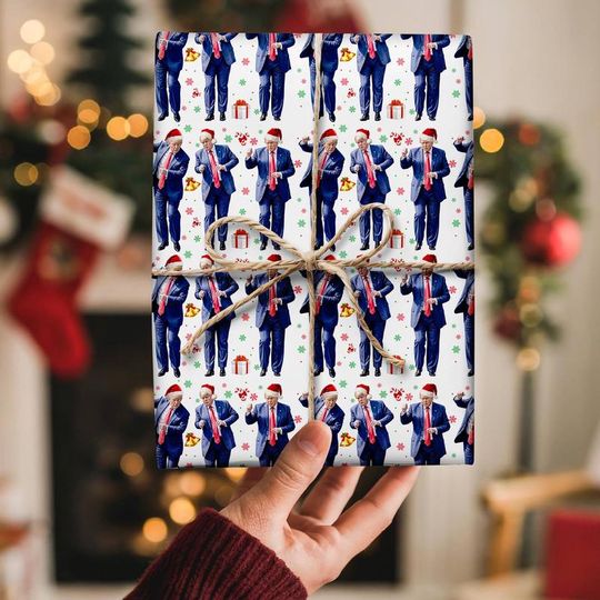 Trump Dance Santa Wrapping Paper, Christmas Trump Wrapping Paper, Make Christmas Great Again, Humorous Trump Wrap, MAGA Gift Wrap Papers 15
