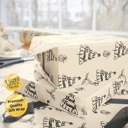 Subtle F*ck Trump Christmas Wrapping Paper Rolls - Anti Trump Xmas Gift Wrap