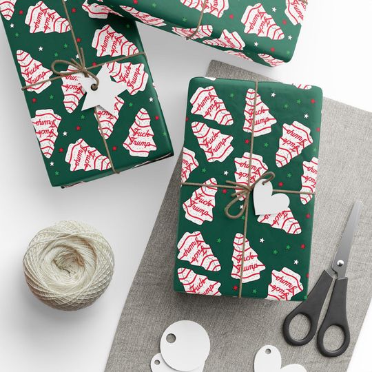 Funny Fuck Trump Christmas Wrapping Paper, Political Gag Gift, Anti Trump Wrap Paper, Anti Fascist Holiday Packaging, Funny Christmas Gifts