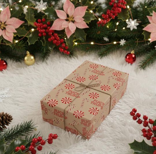Subtle F*ck Trump Wrapping Paper, Liberal Christmas Gift Wrap, Funny Holiday Packaging, Progressive Political Decor, FDT Gift