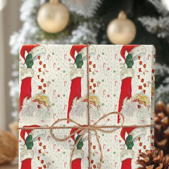 Subtle F*ck Trump Tis The Season Christmas Wrapping Paper, Funny FDT Gift Wrap Xmas, Anti Trump Maga Decor Holiday, Political Gift Idea