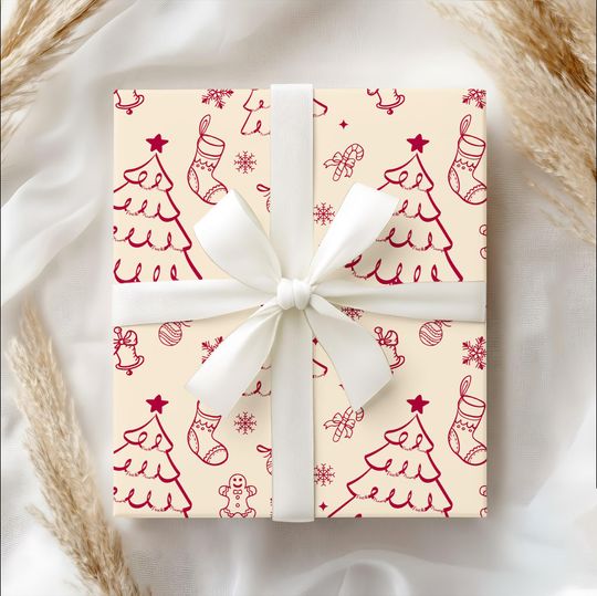 Subtle F*ck Trump Xmas Tree Lights Wrapping Paper, Funny Minimal Xmas Tree Gift Wrap, Anti Maga Holiday Paper, Funny Liberal Wrapping Paper