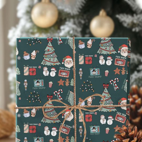 Subtle F*ck Trump Tis The Season Christmas Wrapping Paper, Funny FDT Gift Wrap Xmas, Anti Trump Maga Decor Holiday, Political Gift Idea
