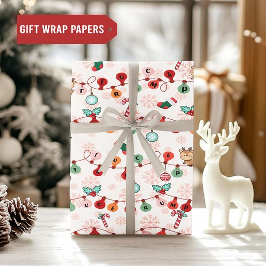 Subtle F*ck Trump Xmas Bauble Gift Wrapp Paper, Christmas Tree Decor Party, Xmas Wrapping Paper, Seasonal Celebration, Anti Trump Anti Maga