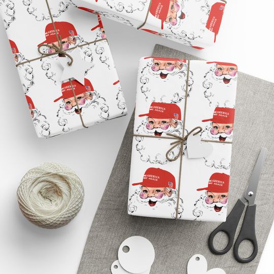 Trump Christmas Wrapping Paper Roll Santa Wrapping Paper Christmas Gift Wrap Vintage Christmas Trump Gift Republican Holiday Gift Wrap Trump